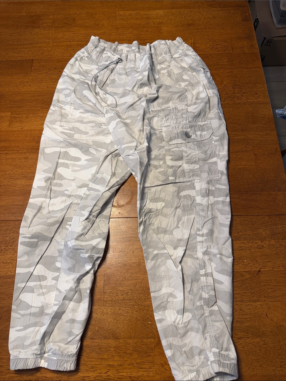 Calvin Klein Light Gray & White Camo Cargo Joggers